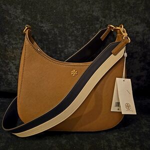 NWT Tory Burch Emerson Swingpack Brown Crossbody Bag With Two Shoulder Straps